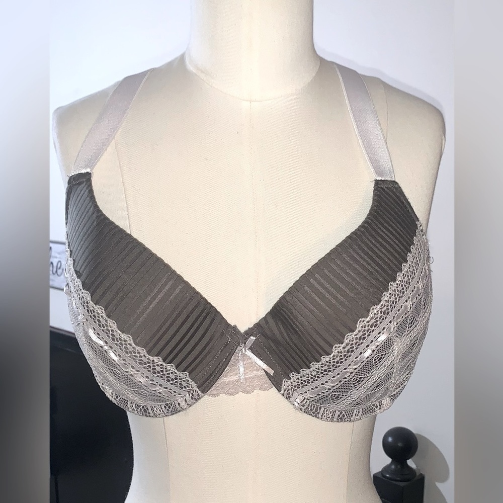 Paramount Gray and Pink push up lace overlay bra 38D
